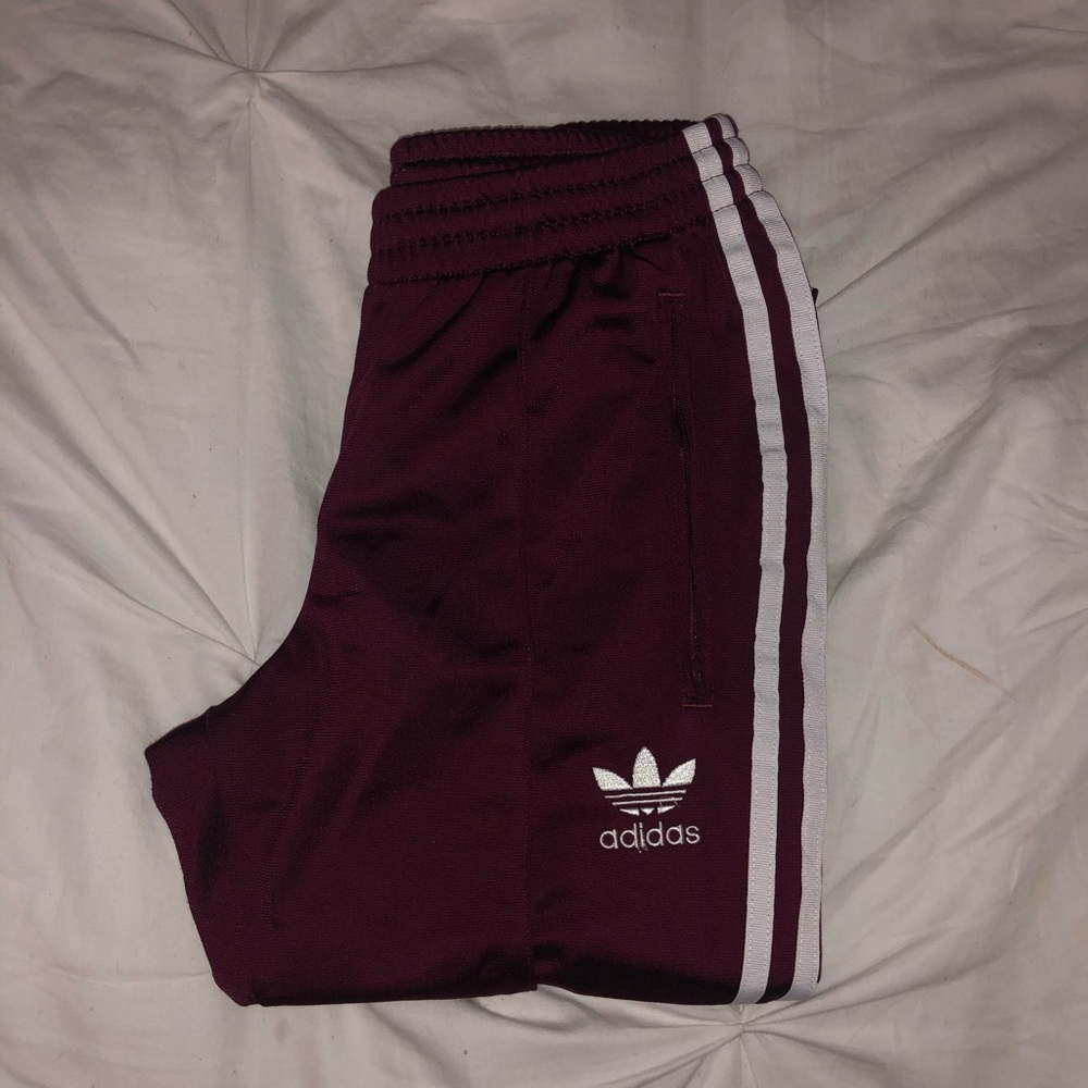 Adidas maroon track pants/ joggers